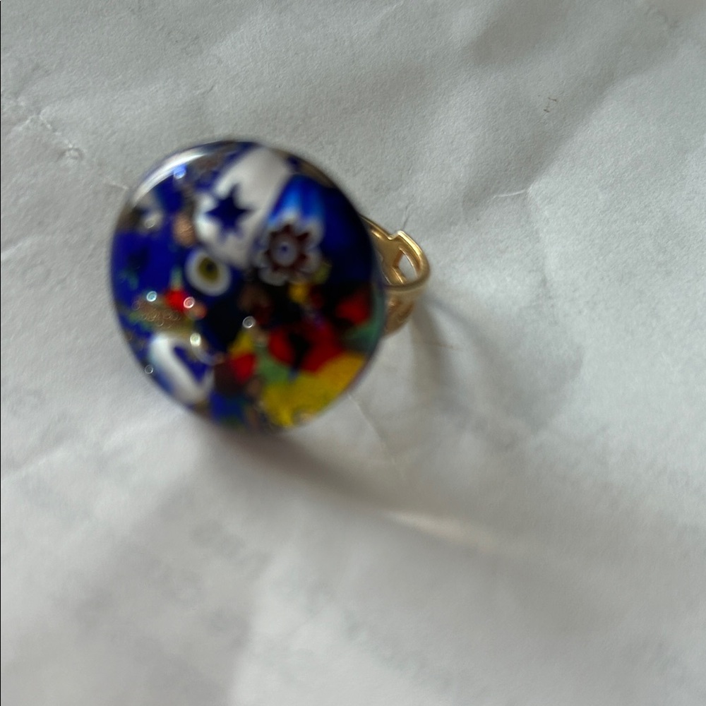 Murano Glass Millefiori Statement Ring